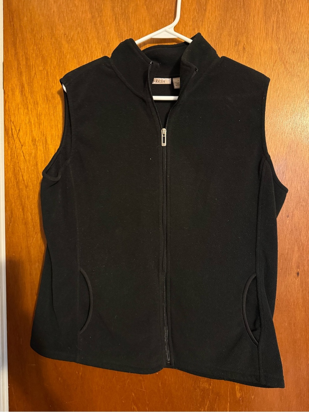 fresh Black Fleece Vest with Full Zipper